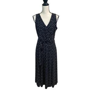 Anne Klein Black and White Polka Dot Stretch Jersey Career  Dress Size 10